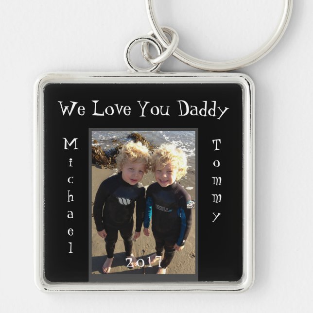 We lOve You Daddy Child Names Customise Keychain (Front)