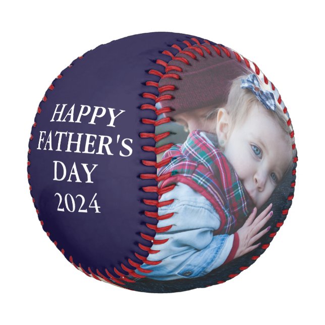 We Love You Daddy Father's Day Photo Collage Blue Baseball (Angled)