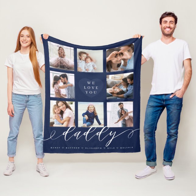 We Love You Daddy | Grandchildren & Family Photos Fleece Blanket (In Situ)