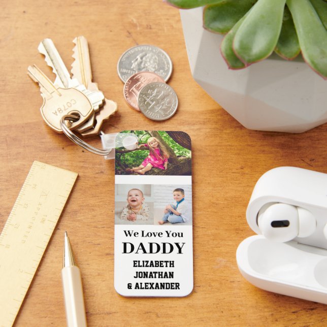 We Love You Daddy Photo Collage Key Ring (Desk)