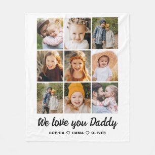 We love you Daddy Photo Instagram Collage Fleece Blanket