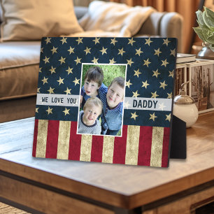 We Love You Daddy Photo Military American Flag Plaque