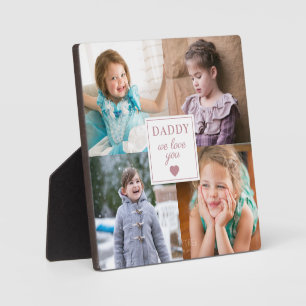 We Love You Daddy Pink Heart 4 Photo Collage Plaque