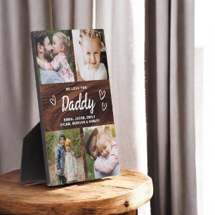 We Love You Daddy Rustic Wood Photo Collage Plaque