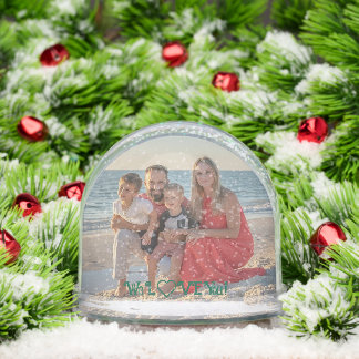 We LOVE You Family Photo Winter Trees Snowglobe