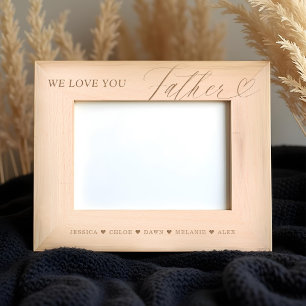 We Love You Father Script Heart Kid Names Keepsake Etched Frames