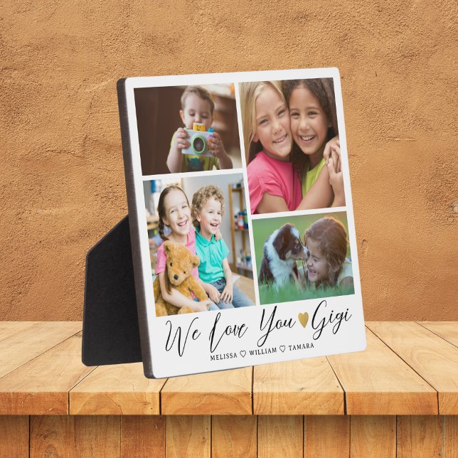 We Love You Gigi | Grandkids 4 Photo Collage Plaque (Creator Uploaded)