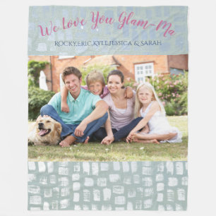 We Love You Glam-Ma Family Photo Fleece Blanket