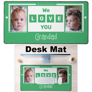 We love you grandad 2 photo green white desk mat