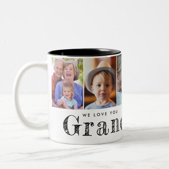 We love you grandfather Grandchildren photos Two-Tone Coffee Mug (Left)