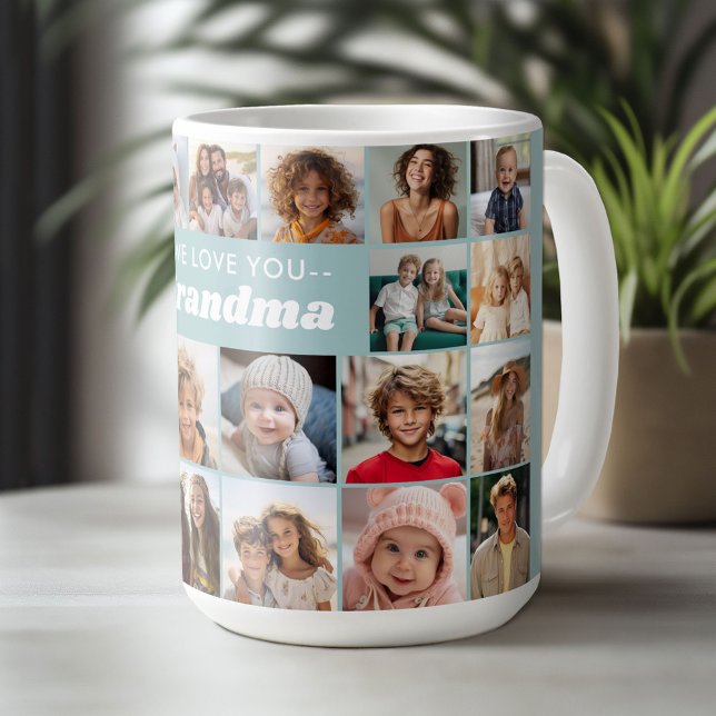 We Love You Grandma - 23 Photo Collage Coffee Mug (Custom Photo Mug)