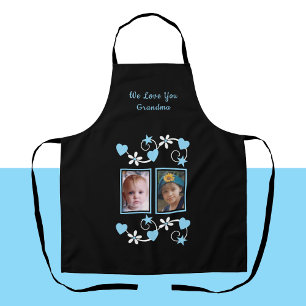 We love you grandma 2 photo black blue apron