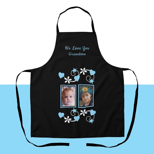 We love you grandma 2 photo black blue apron (Creator Uploaded)