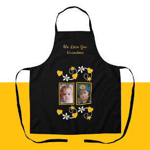 We love you grandma 2 photo black yellow apron