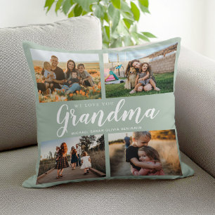 We Love You Grandma 4 Photo Collage Cushion