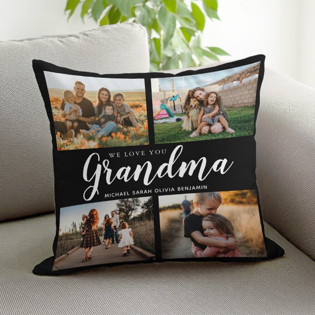 We Love You Grandma 4 Photo Collage Cushion (Creator Uploaded)