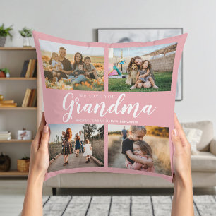 We Love You Grandma 4 Photo Collage Cushion
