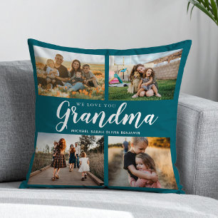 We Love You Grandma 4 Photo Collage Cushion
