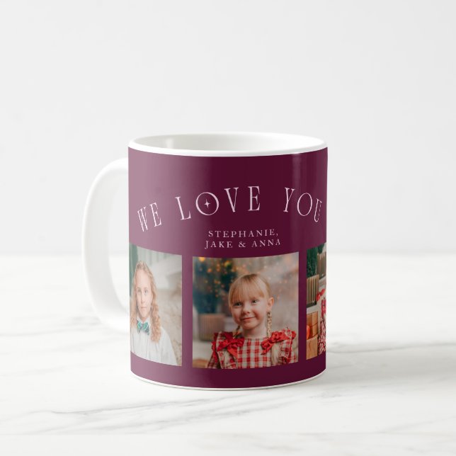 We Love You Grandma 4-Photo Cranberry Coffee Mug (Front Left)