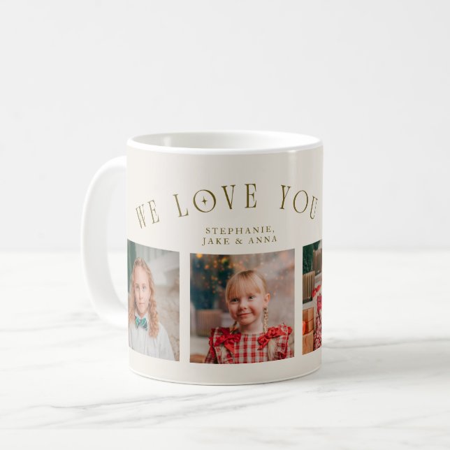We Love You Grandma 4-Photo Cream Coffee Mug (Front Left)