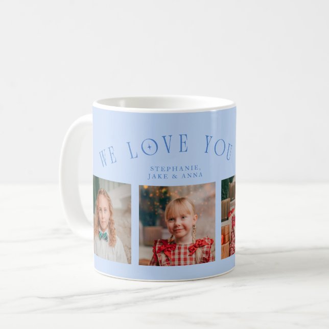 We Love You Grandma 4-Photo Icy Blue Coffee Mug (Front Left)