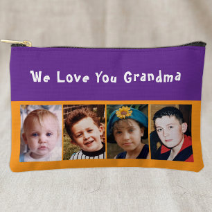 We love you grandma 4 photo orange purple accessory pouch