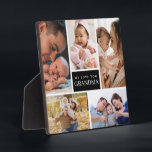We Love You Grandma 5 Photo Black Color Block Plaque<br><div class="desc">The "We Love You Grandma" 5 Photo Black Color Block plaque is a beautiful and thoughtful gift for your grandmother's birthday or Mother's Day. This personalized grandma gift features a simple modern 5 photo template, allowing you to create your own photo collage with pictures from the grandkids. It's a perfect...</div>