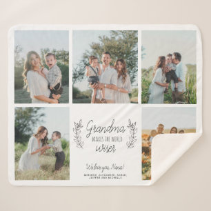 We love you grandma 5 photo collage personalised sherpa blanket