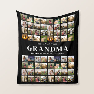 We Love You Grandma 64 Photo Collage Fleece Blanket