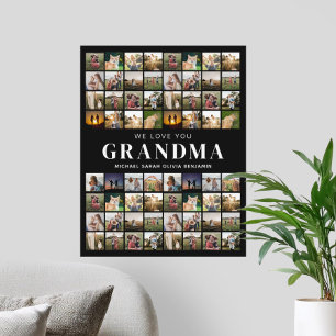 We Love You Grandma 64 Photo Collage Poster
