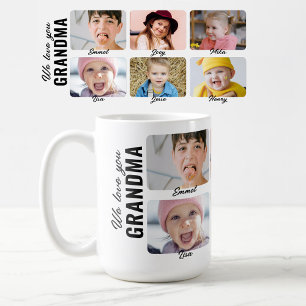 We Love You Grandma 6 Grandkids Custom Photo Coffee Mug