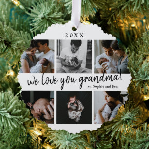 We love you grandma 6 photo collage tree decoration card