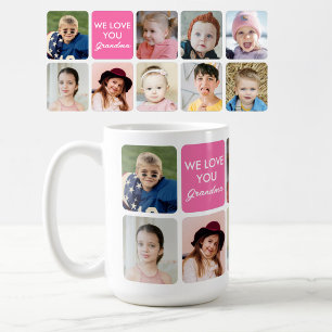 We Love You Grandma 9 Grandkids Custom Photo Coffee Mug