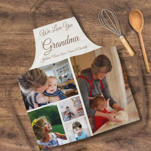 We Love You Grandma | Custom Off-White 5 Photo Apron (Creator Uploaded)
