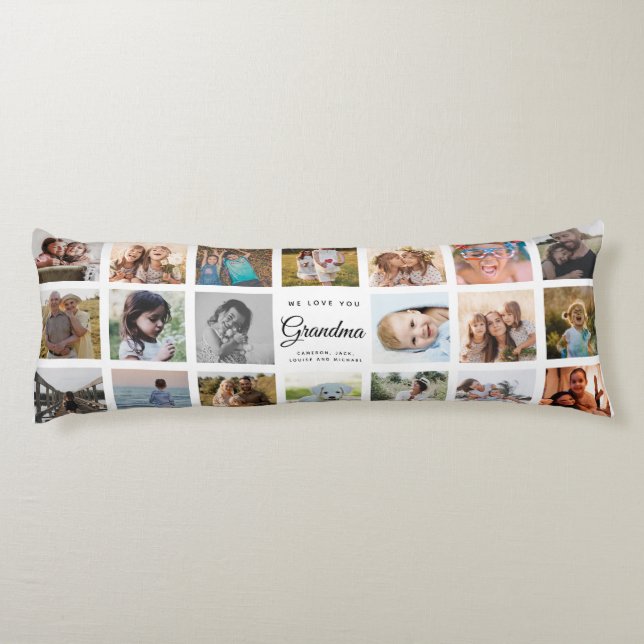 We Love You Grandma Custom Photo Collage Modern Body Cushion (Back)