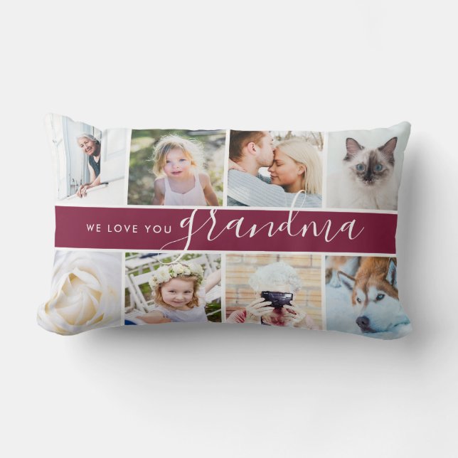 We love you Grandma! Custom Photo Gift Lumbar Cushion (Front)