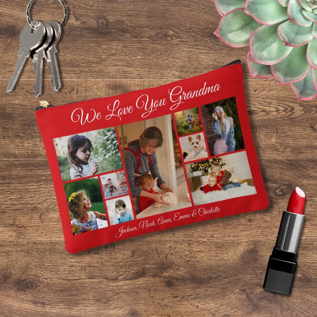 We Love You Grandma | Custom Red 9 Photo Accessory Pouch (Creator Uploaded)
