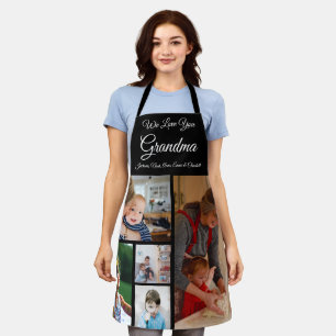 We Love You Grandma Elegant Black 5 Photo Apron