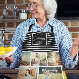 WE LOVE YOU GRANDMA Family Photo Collage Script Apron