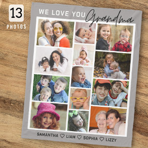 We Love You Grandma Grandkids 13 Photo Collage Fleece Blanket