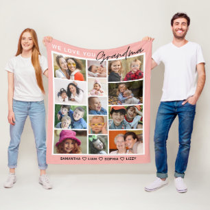 We Love You Grandma Grandkids 13 Photo Collage Fleece Blanket