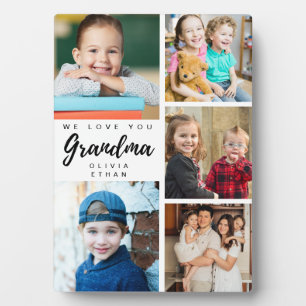 We Love You Grandma Grandkids Name 5 Photo Collage Plaque