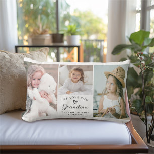 We Love You Grandma Grandkids Photo Collage Lumbar Cushion
