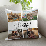 We Love You Grandma & Grandpa 4 Photo Collage Cushion<br><div class="desc">Say we love you to grandma & grandpa this holiday season with a personalised Christmas gift throw pillow featuring 4 of your favourite photos and grandchildren kids names and . All text in this design is editable so you can add your own message or text. Available in a variety colours,...</div>