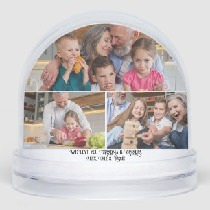 We Love You Grandma & Grandpa–4 Photo Personalised Snowglobe