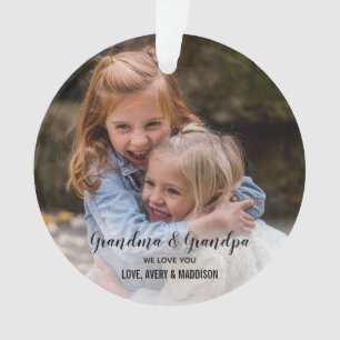 We Love You Grandma Grandpa Cute Christmas Photo Ornament