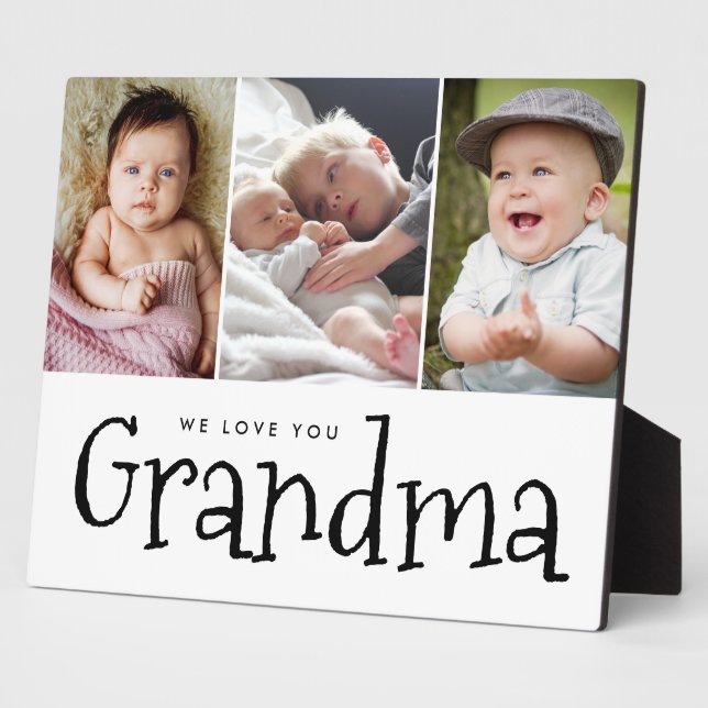 We love you Grandma multiple Grandchildren photos Plaque (Side)