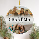 We Love You Grandma Personalised 2 Photo Ceramic Ornament<br><div class="desc">Say we love you to grandma this holiday season with a personalised Christmas gift ornament featuring 2 of your favourite photos and grandchildren kids names. All text in this design is editable so you can add your own message or text. Available in a variety colours,  styles and products.</div>