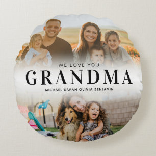 We Love You Grandma Personalised 2 Photo Round Cushion