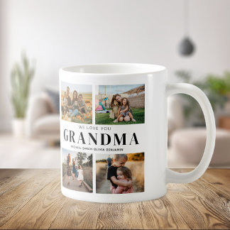We Love You Grandma Personalised 4 Photo Collage Coffee Mug